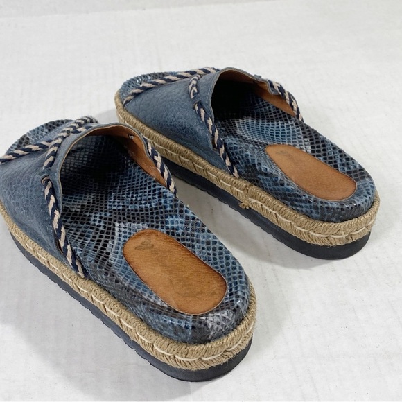 FREE PEOPLE Navy Python Snakeskin Espadrille Slip On Sandals - Picture 7 of 10